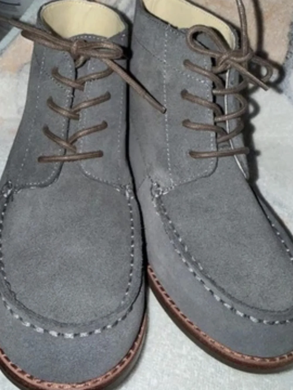 Janie And Jack Boot Boy size 4 Leather Suede Lace Up Ankle Shoes